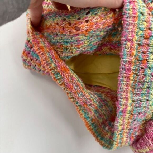 Something Navy Women's Crochet Lined Rainbow Striped Short Multicolor Small - Picture 11 of 11